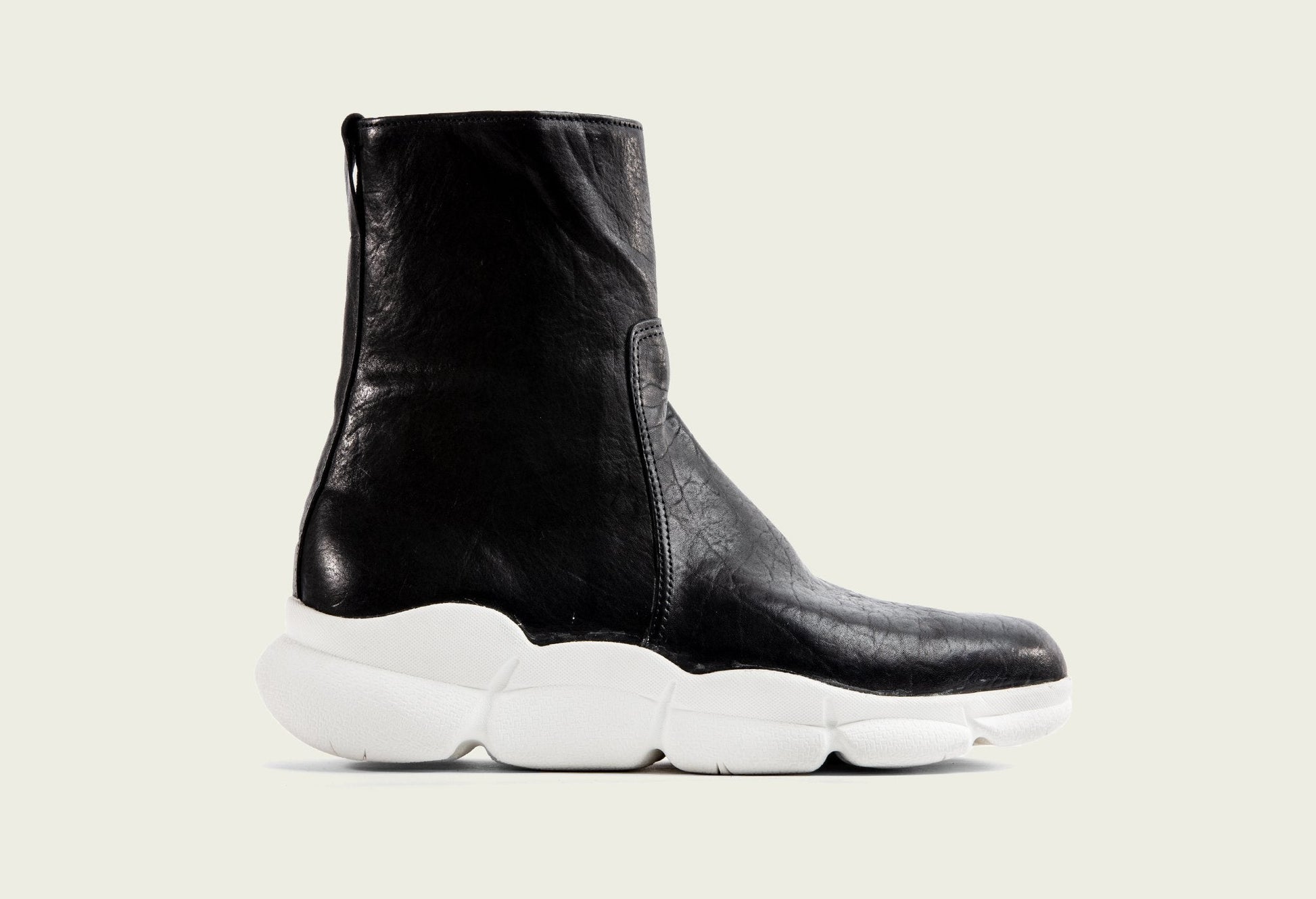 Side Zip Sneaker Black Horsehide - VIBERG North America