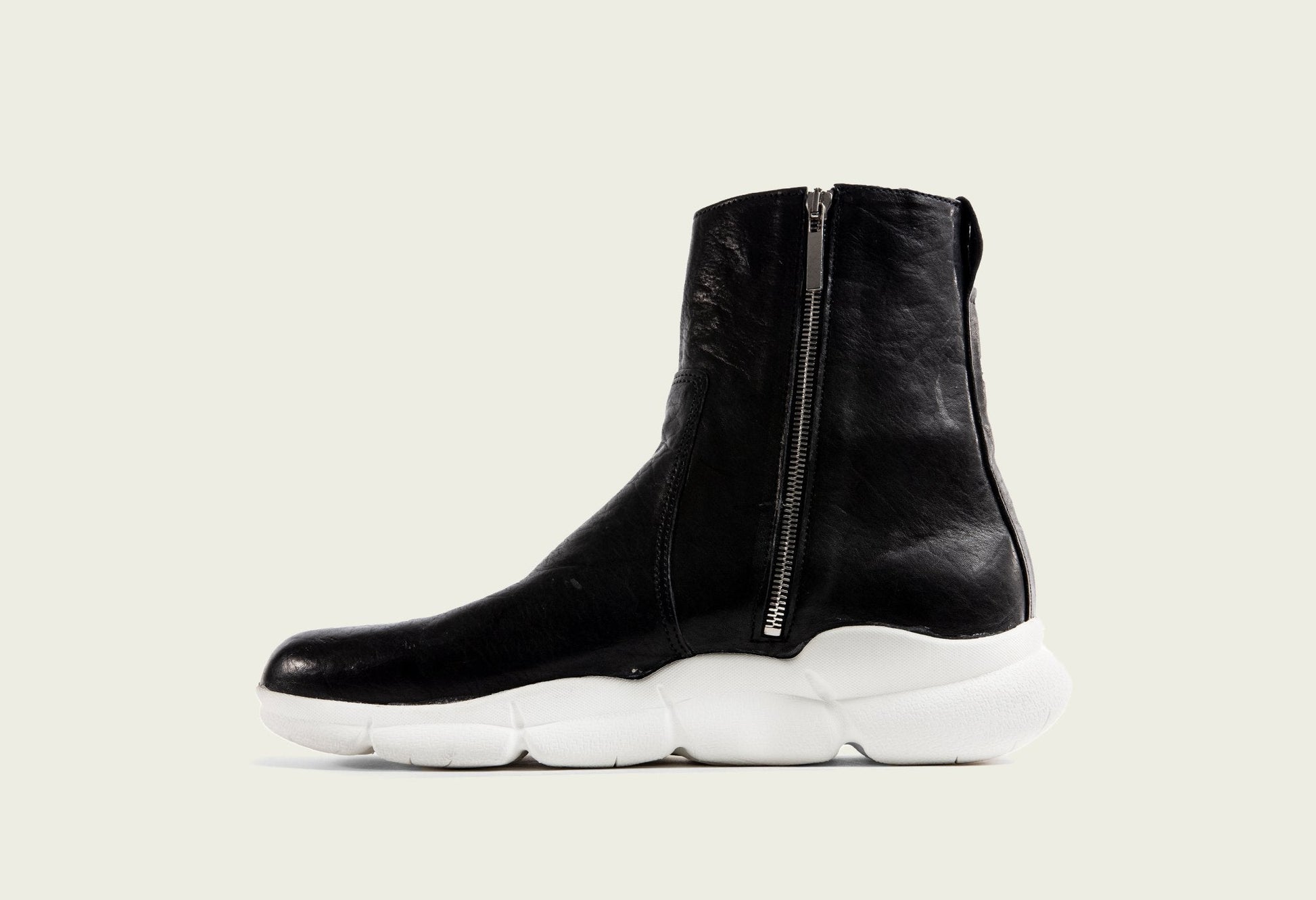Side Zip Sneaker Black Horsehide - VIBERG North America