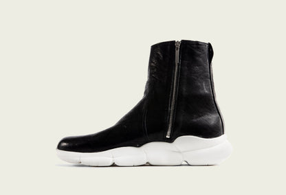 Side Zip Sneaker Black Horsehide - VIBERG North America