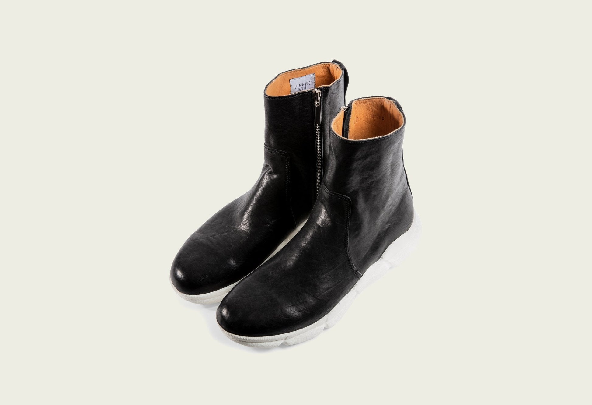 Side Zip Sneaker Black Horsehide - VIBERG North America